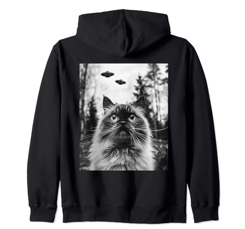 Cat Mom Dad - Selfie extraterrestre drôle OVNI de l'Himalaya Sweat à Capuche