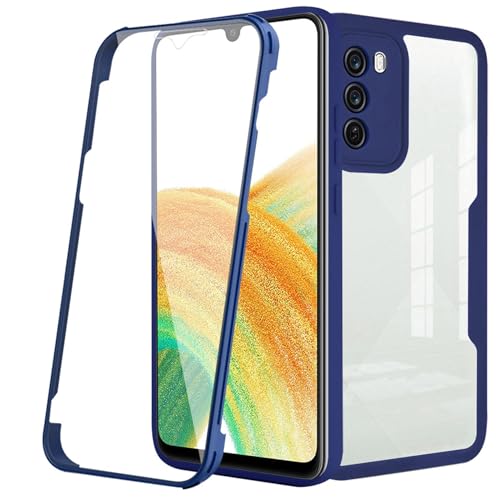 LXHGrowH Cover per OPPO Reno 12 Pro 5G, Custodia Anti-graffio con dell Schermo Integrata Protezione, 2in1 Dual Layer Ibrida 360 Gradi Full Body Antiurto Protettiva Case, [Transparente+Blu]