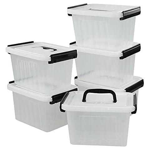 AnnkkyUS 6-Pack 3 L Small Box with Lid, Plastic Storage Bins Cover