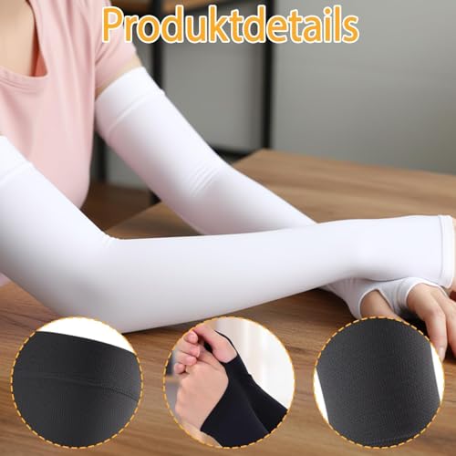 PjuQow Arm Sleeve Volleyball Armschoner, Armschoner Damen, Armsleeves, Arm Sleeves Volleyball, 4 Stück Weiß Schwarz Hellgrau Dunkelgrau, UV-Schutz Sportbekle