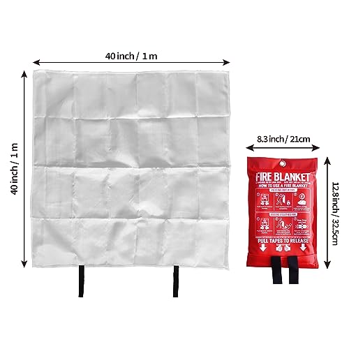 Image of Fire Blanket for Kitchen and Home, 40 inch x 40 inch, Fiberglass Emergency Fire Blanket, 2 Pack