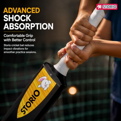 Image of Storio Full Size Cricket Bat, HDPE Plastic Construction, Lightweight Design with Vibration Control, Shock Absorption, Practice Bat for All Skill Levels