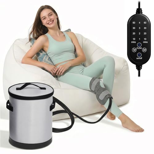 Image of MQ 14 QT Ice Machine for Knee After Surgery, Programmable Timer Gray Nylon Bucket Portable Cold Therapy Machine, Cryotherapy Pain Relief System for ACL Recovery, Sport Injuries