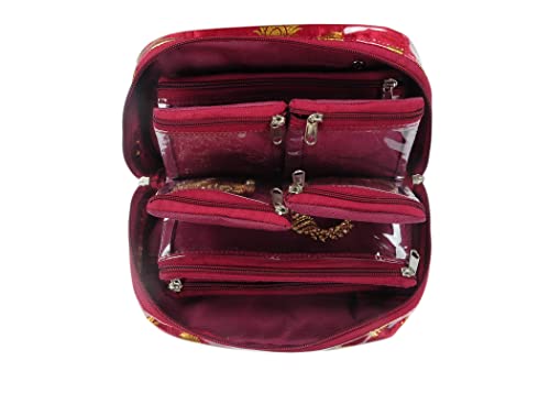 Image of Makeup Pouches Necklace Earrings Cosmetic Vanity Storage Box Jewellery Organizer Toiletry Organizer Pouch for Women Set of 10 Colour- Gold