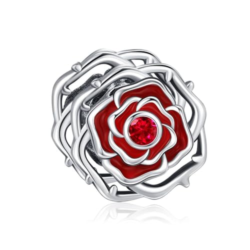 Image of BOIGEGU Rose Heart Charms for Bracelets 925 Sterling Silver Charms Dream Beads Birthday Gift for Daught Mom Wife Women