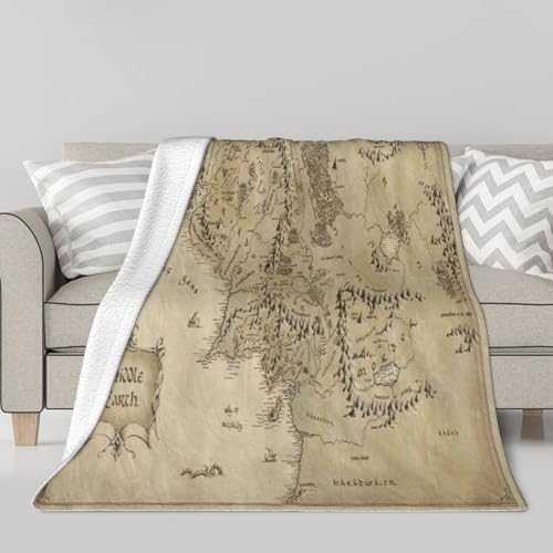 Retro Map Blanket for Gifts Cozy Flannel Fleece Throw Blanket for Sofa Bed All-Season Home Decor 50x40