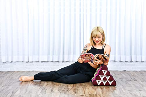 Image of Leewadee Triangle Cushion - Comfortable Backrest for TV or Reading, Incline Pillow for Relaxing Made of Kapok, 20 x 13 x 13 inches, Auburn Pink
