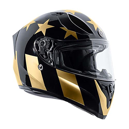 Torc T15B Bluetooth Integrated Full Face Motorcycle Helmet With Graphic (Gloss Black Stay Gold, Large) #TOP2