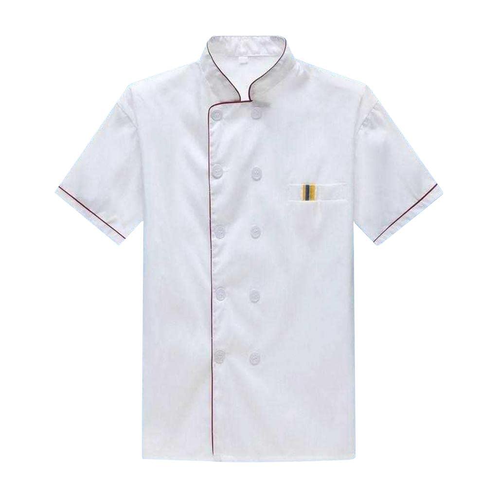 atorse ATORSE™ Unisex Chef'S Uniform Short Sleeve Men'S Chef Coat M Red Stitching|Business & Industrial | Restaurant & Catering | Uniforms & Aprons | Chef Coats-picture-14