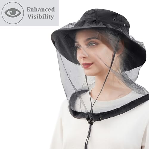 Image of Palmyth Head Net Hat, Sun Hat Safari Hat | UPF 50+, Removable Neck Flap, Water-Repellent, Wide Brim, Adjustable Chin Strap for Fishing and Gardening
