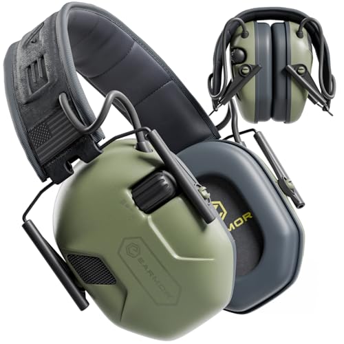 Earmor M300A Electronic Ear Protection Shooting Capsule Ear Muffs Noise Dampening for Hunting Shooting Insulation Value SNR 29dB Dynamic Noise Control Green