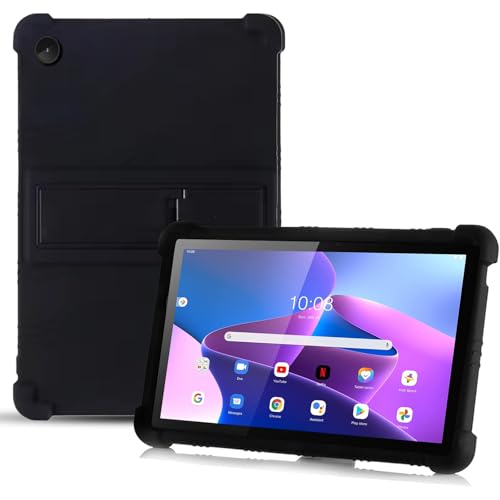 Case for Lenovo Tab M10 3rd Gen 10 inch TabletSoft Silicone Lightweight & Shockproof Protective Case with Adjustable Stand for Lenovo Tab M10Black
