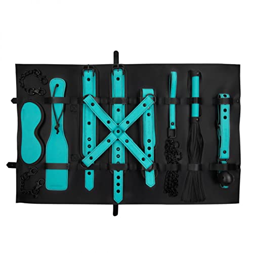 Skandal Kit de BDSM, Cuero Vegano y Neopreno, Hipoalergénico, Fácil Limpieza (Turquesa)