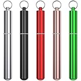 Aluminum Metal Storage Tube Container (5 Packs)，Urekt Cute Small Pill Box Case Waterproof Joint Holder Fit in Pocket Purse Portable for Travel and Outdoors