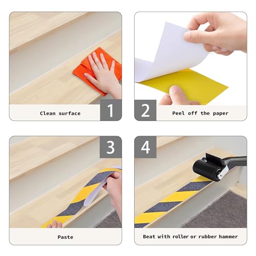 Duccinp Schwarz-Gelb Antirutsch Klebeband Streifen mit Selbstklebend, 5 cm x 10 m Treppe Stufen Band Kleber Rutschfest Klebeband, Hohe Traktion Pad für Bodenbelag innen- und Außenbereich