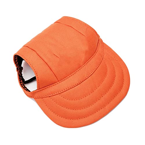 SHTGOI Dog Baseball Cap Outdoor Pet Hat Cap Sun Protection Cap Hat Baseball Cap Sun Hat Peaked Cap Dog Cap with Ear Holes and Adjustable Chin Strap Orange