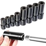 8pcs Tap and Die Socket Adapter Tap Socket Set Use with 1/4" & 3/8" Drive| Fits Mcti Standard Fractional & Metric Taps to 1/2" & 12 Mm, Includes 1/8" Npt for Tight Spaces Machining & Maintenance