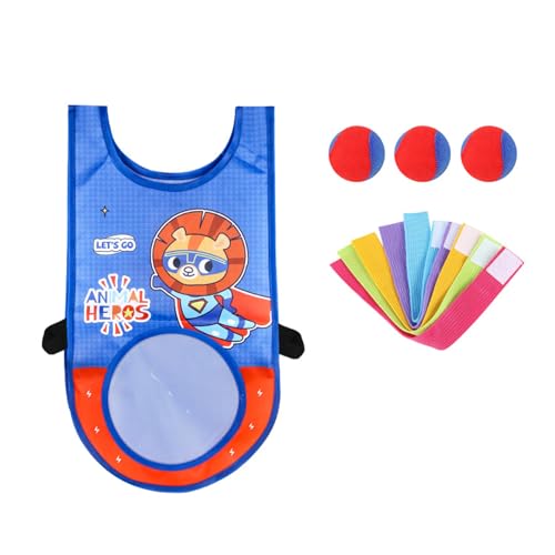 Shurhome Dodgeball Game Set Throwing Balls Game Set Includes Sticky Vests 3 Soft Balls 5 Colorful Ribbon for Toddler Throwing Game with Stuffed Balls