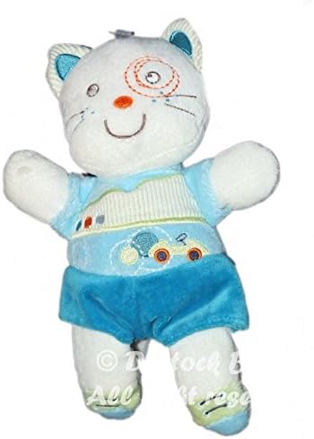 Peluche doudou CHAT bleu blanc - Kitchoun Kiabi Nicotoy - 24 cm 8535