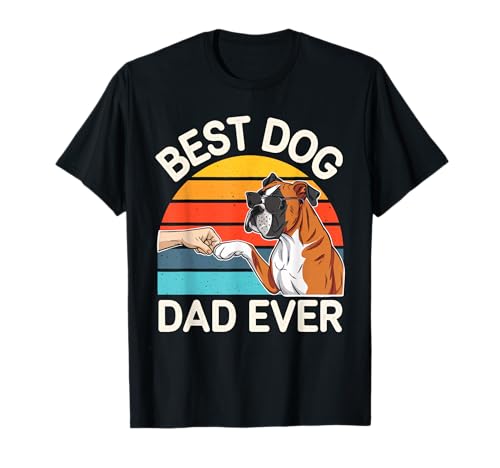 Funny Boxer Best Dog Dad Ever Retro Fist Bump Hombres Mujeres Niños Camiseta