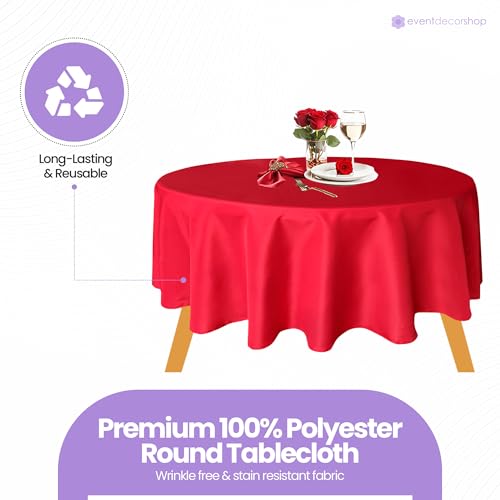 Nappe ronde polyester rouge pour sublimer vos tables d'invités - 6