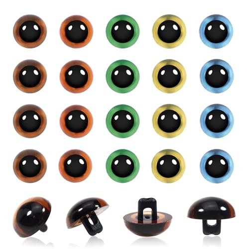 TOAOB 20 Pcs Yeux de Sécurité Crochet 9 mm Multicolore Solide Boutons en Plastique pour Fabrication de Poupées Marionnettes Animales Bricolage Artisanat