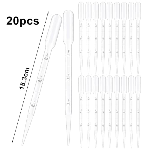 20 Stück 3ml Pipetten,Dosierpipette,Einweg Pipetten Mit Skala,Kunststoff-Transferpipetten,für Labor Versuch,ätherische Öle,Klassenzimmer Experiment
