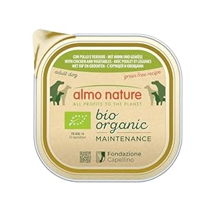 Almo Nature – Bio Organic – Nourriture Humide pour Chiens avec Poulet et Legumes -Pâté Biologique pour Chiens Adultes: 9 barquettes de 300g