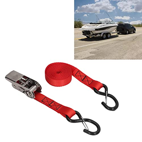 Ratchet Tie Down Straps, 1In 25Mm Car Tie Down Straps Trailer Red Rust Proof Ratcheting Securing Straps For Vehicle Ship Transport #TOP4