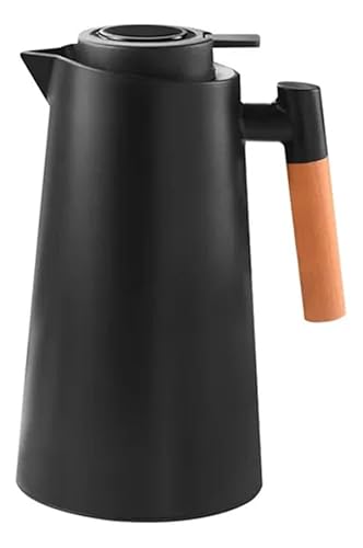 Garrafa Térmica Preta com Cabo de Madeira 1L Pemium Mesa Posta Ideal Para Café e Chá
