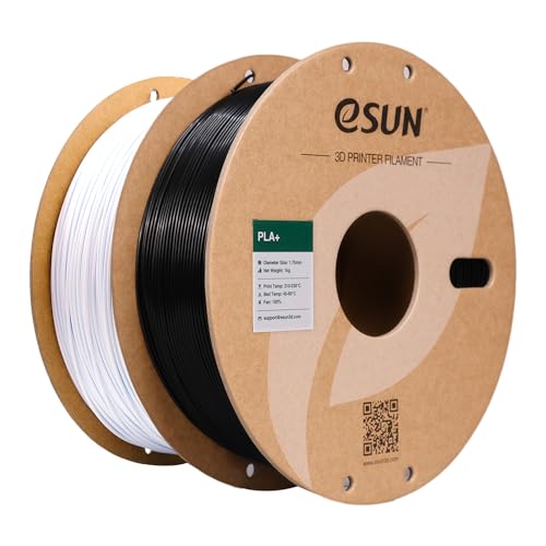 eSUN PLA+ 3D Printing Filament 2KG,Enhanced Toughness, Cold White and Black