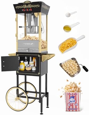 Nostalgia Professional Popcorn Cart, 8 oz Kettle