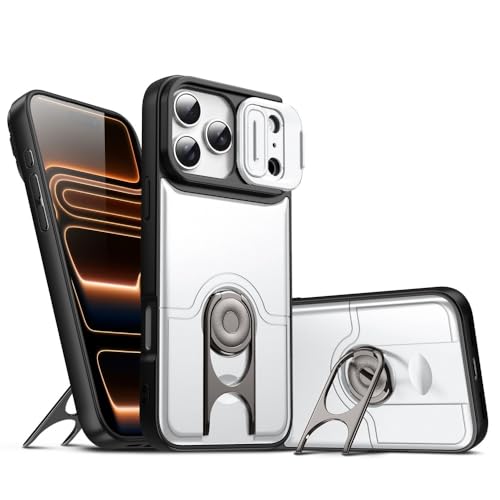 Coque iPhone 16 Pro argent rigide antichoc protégeant l'objectif