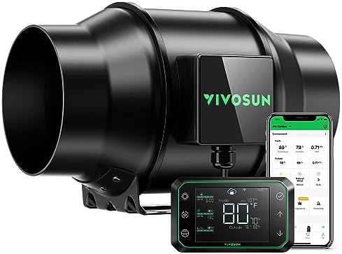 VIVOSUN AeroZesh G6 Inline Duct Fan, Quiet 6″ 388 CFM Ventilation Exhaust Fan w/EC Motor and GrowHub E42A Temperature Humidity WiFi-Controller for Heating Cooling Booster, Grow Tents, Hydroponics