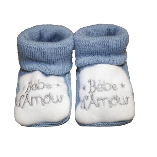 Générique Chaussons naissance tricot bébé BB Les Chatounets Bleu