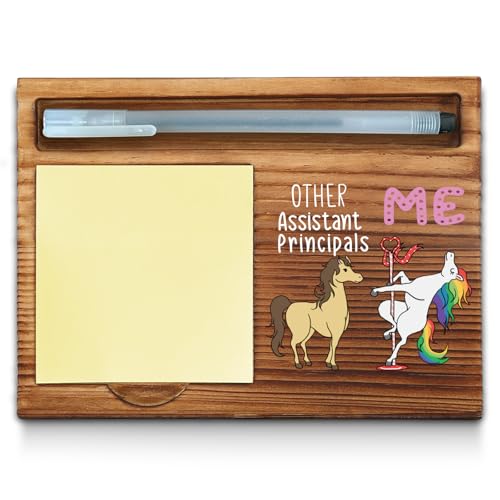Funny Assistant Principal Gifts, Fun, Gag, Humor, Thank You Appreciation Gifts for Assistant Principal Office Desk Supplies Accessories Wood Sticky Self-Stick Note Pad Holders WPP65