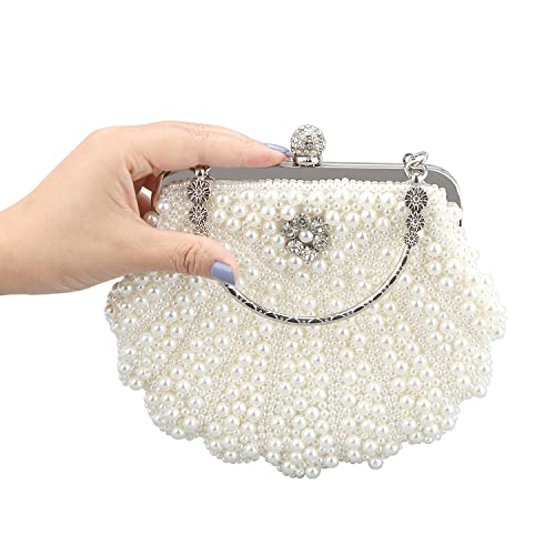 Bolso de mano tipo clutch para mujer de Oweisong con perlas, ideal para bodas, fiestas y eventos formales miniatura 5