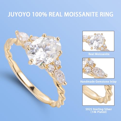 Moissanite Rings for Women, VVS1 Clarity Diamond Engagement Rings, Sterling Silver with 14K White Gold Plated Wedding Bands for Women, Promise Eternity Ring Ideal for Wife Mom Her4