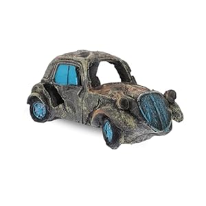 Foodie Puppies Thematic Ornament Resin Aquarium Decor – (Wonder Car, Small, 14 x 7 x 6 cm) Unique Hideaway Natural Looking Landscape for Fish Tank Accessories, Pond and Turtle House