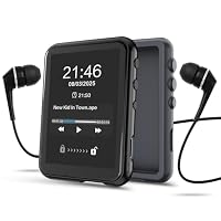 64GB MP3 Player with Bluetooth 5.3, QNGEE 2.4 inch Full Touchscreen Music MP3 Player for Kids, FM Radio, Voice Recorder, HiFi Sound, E-Book, Earphones Included