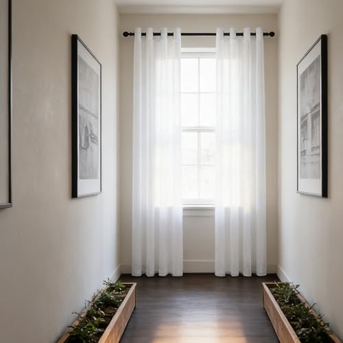Rideaux voilage 180 x 265 cm blanc semi-transparent moderne