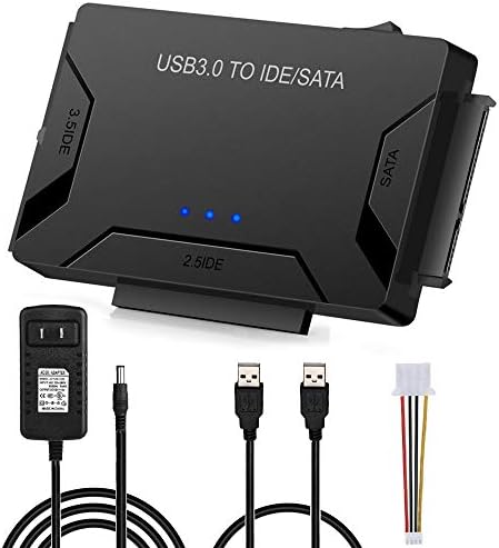 USB to SATA IDE HDD Adapter - USB 3.0 Cable to 2.5" 3.5" SATA IDE Hard Drive Converter for Windows 10/8/ 7/XP, Mac, Internal to External Laptop SSD Reader Kit, File Data Transfer Conversion Cord