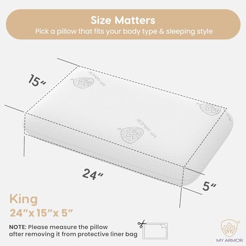 MY ARMOR Cooling Gel Memory Foam Pillow King Size- 5 Inch Thick | 2 Years Warranty | Orthopedic Pillow for Sleeping & Neck Pain Relief, with Removable Washable Cover - Pack of 1