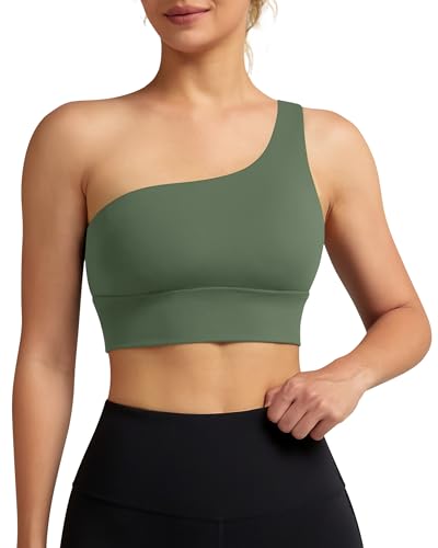 Image of Queenie Ke Womens One Shoulder Sports Bra Left Side Strap Yoga Bras Gym Training Workout Crop Tops