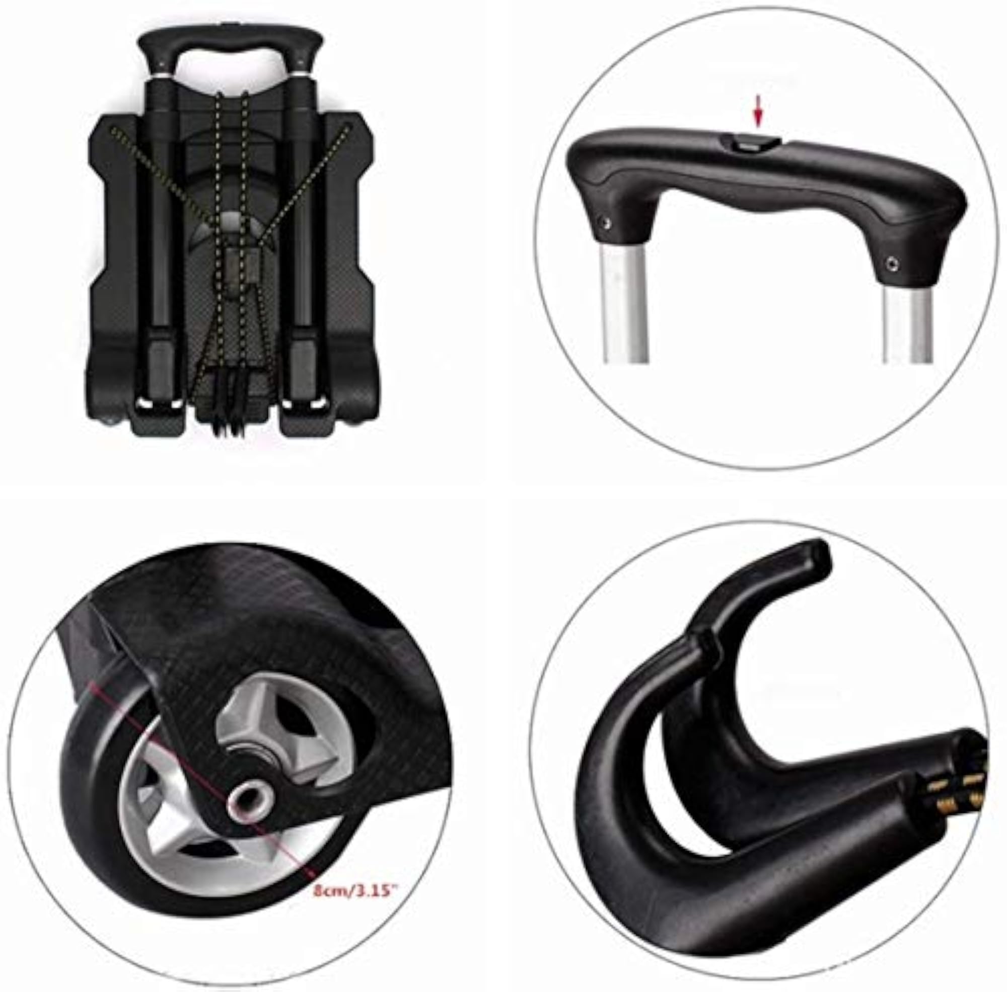 Foldable 2 Wheels Luggage Cart Trolley