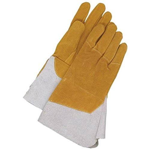 Bob Dale 60-1-1634-M Premium Split Leather Moose Hide Tig Welder Glove with Both Hand Patch, Medium, Tan