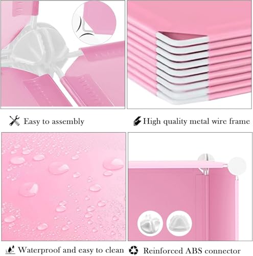 Image of EXVITO 12 Door Kids Plastic Wardrobe for Clothes, Foldable Plastic Almirah for Clothes, Collapsible Wardrobe for Storage, Baby Cupboard for Clothes, Storage Rack for Kids - Pink