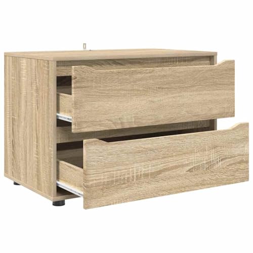Cómoda con 2 cajones de madera robusta y acabado roble Sonoma de alta durabilidad casera 8