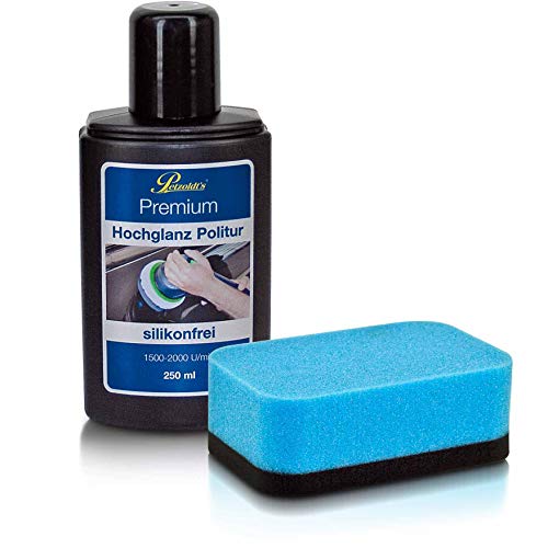 Preisvergleich Produktbild Petzoldt's 250 ml Premium Hochglanz Politur Set mit Handpolierschwamm, Anti-Hologramm Eigenschaften für perfekten Spiegelglanz auf Lack, für Poliermaschinen und Handpolitur