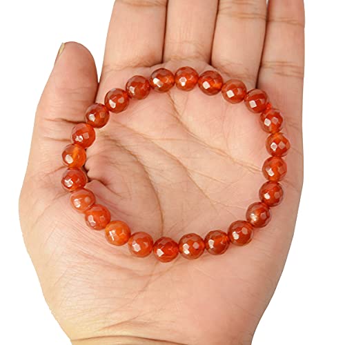 Image of Reiki Crystal Products Certified Natural Crystal Stone 8 mm Faceted /Diamond Cut Beads Bracelet for Men & Women | Reiki Charged Gemstone Bracelet | Multiple Crystal Variants Available